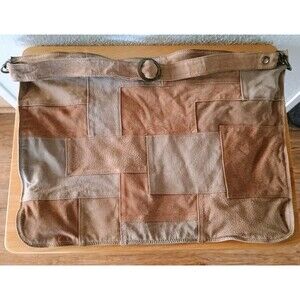 Lizden Suede Patchwork 100% Genuine Leather Bag Brass Accents